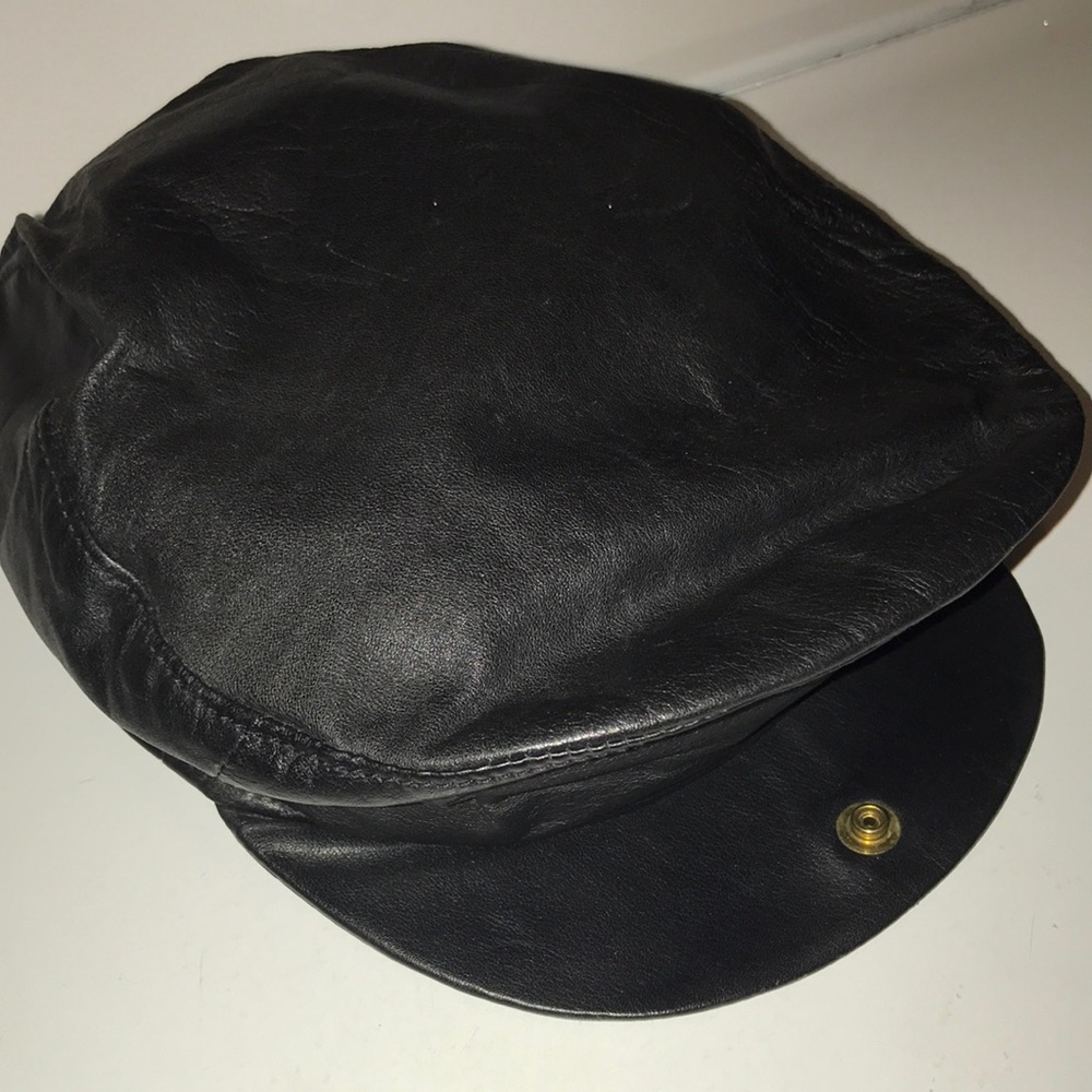 Vintage Leather Newsboy Hat